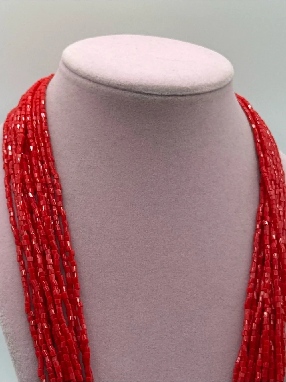 Vintage Red Multi-Strand Seed Bead Necklace - Women Jewelry